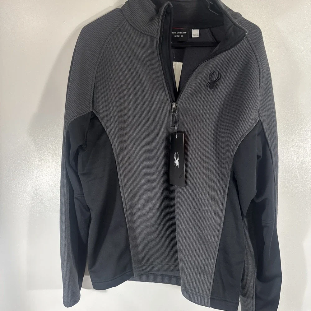 Spyder Men's Jacket Black Gray 1/4 Zip New NWT‎ Size M Medium